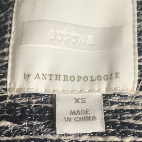 Anthropologie Ett:Twa Blue Tweed Blazer Jacket XS - Picture 6 of 9